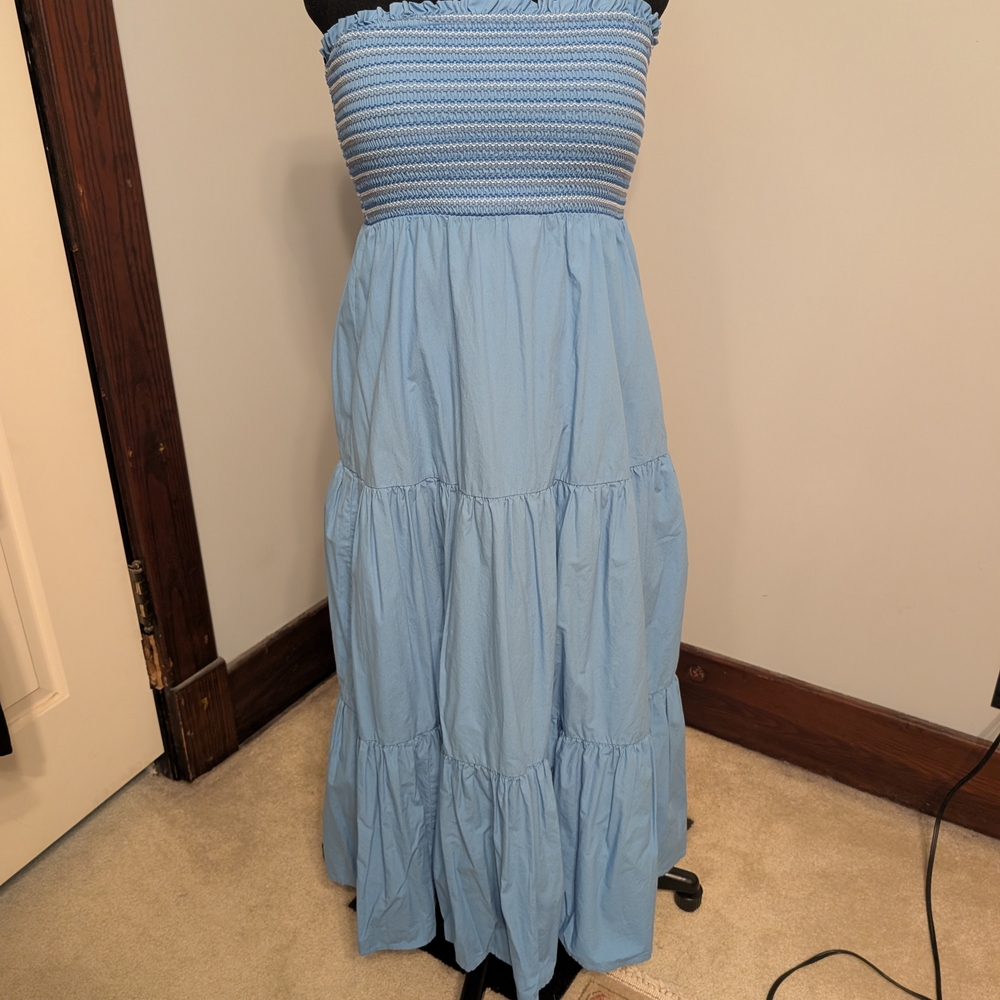 American Eagle Outfitters Light Blue Strapless Dress